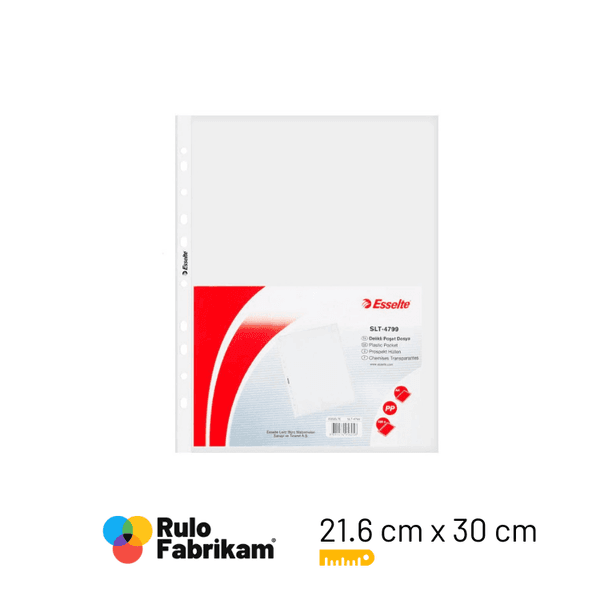 Esselte 4798 Poşet Dosya Ekonomi A4 11 Delikli, 25 mikron buzlu polipropilen poşet dosya, 100’lü paket, önden