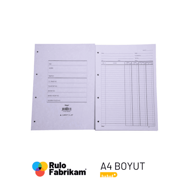 A4 Cari Hesap Klasör Yedeği form paketi ve sayfaları görünümü