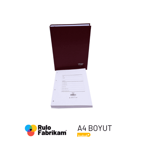 A4 Cari Hesap Klasörü ciltli klasör ve yedek paketi görünümü