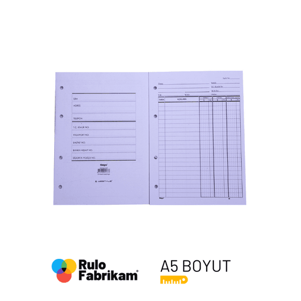 A5 Cari Hesap Klasör Yedeği küçük ebat form paketi görünümü, ürün görünümü
