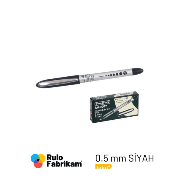 Aıhao 2007 Siyah Roller Tip Kalem İğne Uçlu