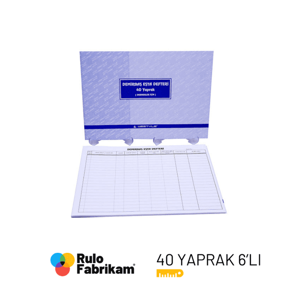 Demirbaş Eşya Defteri Dernekler İçin 40 Sayfa 6 Cilt