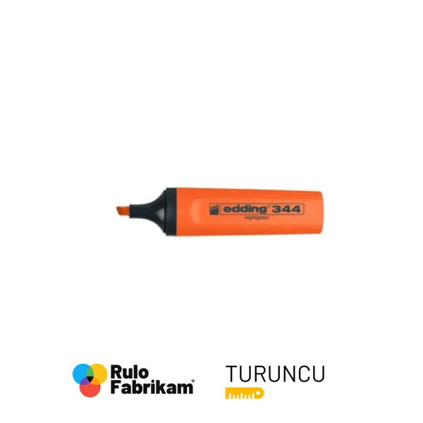 Edding Fosforlu Kalem Turuncu Edd-344, su bazlı mürekkepli turuncu fosforlu kalem, kapaklı, önden