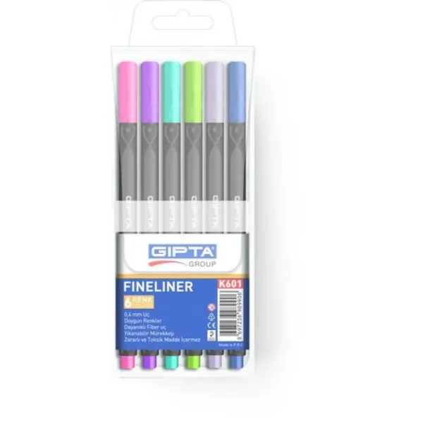 Gıpta Fineliner Kalem 0.4Mm Pvc Blıster Üçgen 6 Renk
