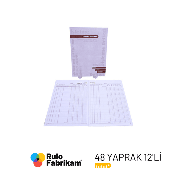 İşletme Defteri kırk sekiz yapraklı numaralı defterin açık sayfa duruşu