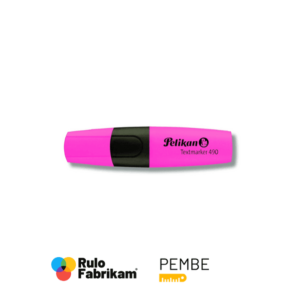 Pelikan 490 Fosforlu İşaretleme Kalemi Pembe, üç genişlikte işaret veren su bazlı pembe fosforlu kalem, önden