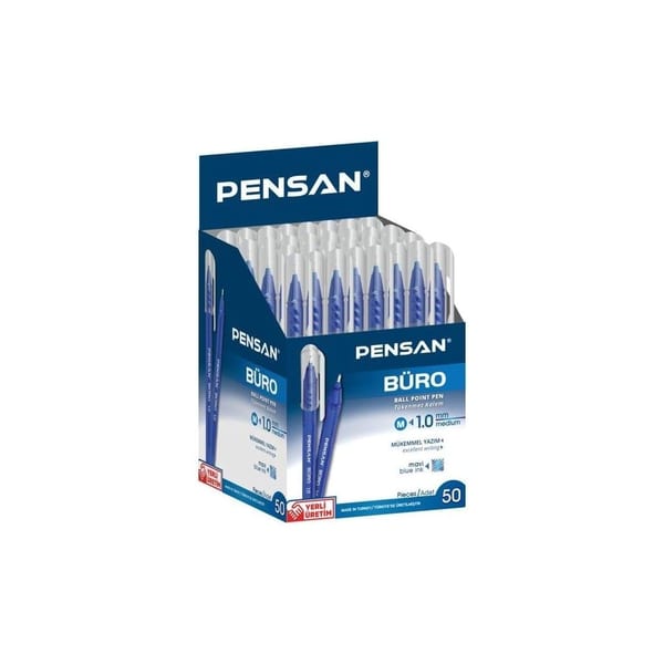Pensan 2270 Büro tükenmez kalem 1 mm mavi 50'li paket görünümü