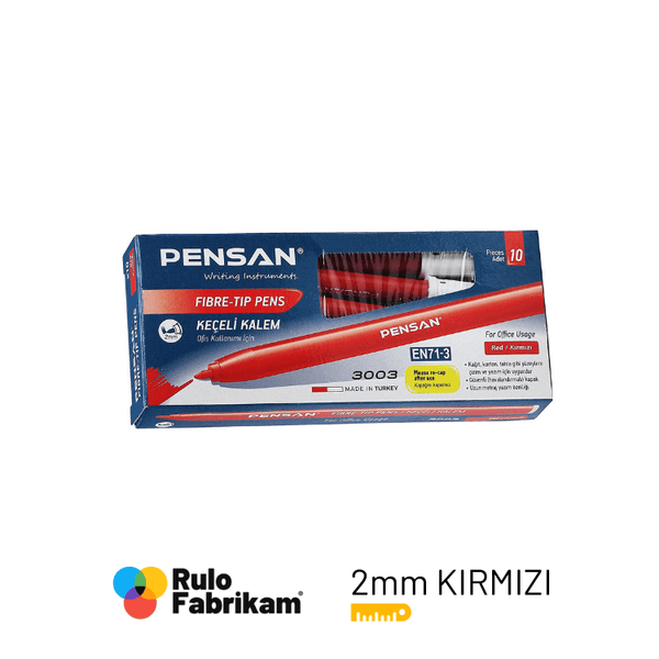 Pensan keçeli kalem kırmızı 10'lu paket görünümü, ürün görünümü