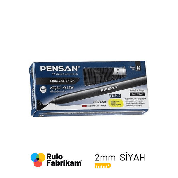 Pensan keçeli kalem siyah 10'lu paket görünümü, ürün görünümü