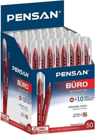 Pensan Büro tükenmez kalem kırmızı 50'li paket görünümü, ürün görünümü