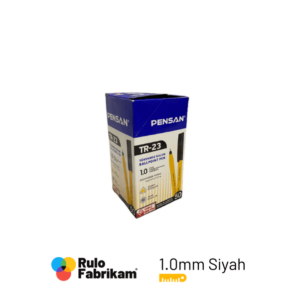 Pensan Üçgen TR-23 tükenmez kalem siyah 50'li paket görünümü