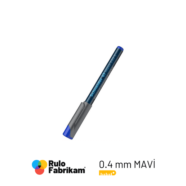 Schneider Maxx 220 S Asetat Kalemi 0,4 mm Mavi, ince uçlu mavi asetat kalemi, klipsli kapaklı, önden