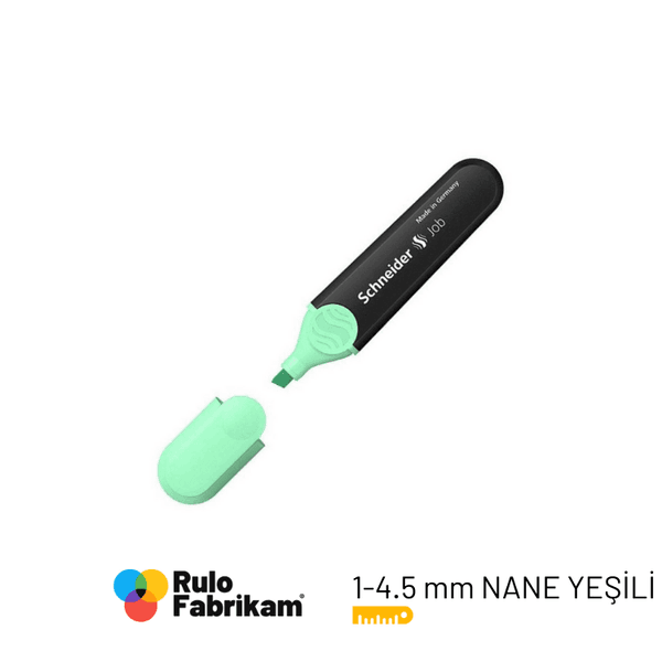 Schneider 150 Job Fosforlu Kalem Nane Yeşili, 1-4,5 mm uçlu pastel nane yeşili fosforlu kalem, önden