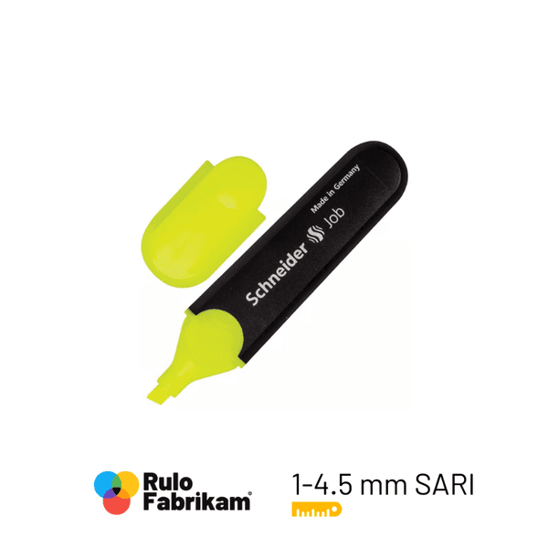 Schneider 150 Job Fosforlu Kalem Sarı, 1-4,5 mm uçlu sarı fosforlu kalem, kapaklı, önden