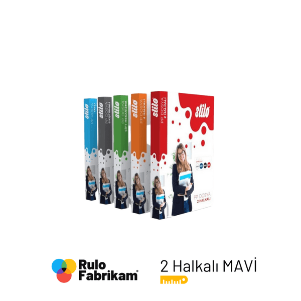 Stilo Sıkıştırmalı Dosya Mavi, esnek PP kapaklı sırttan sıkıştırmalı 2 halkalı mavi A4 dosya, önden