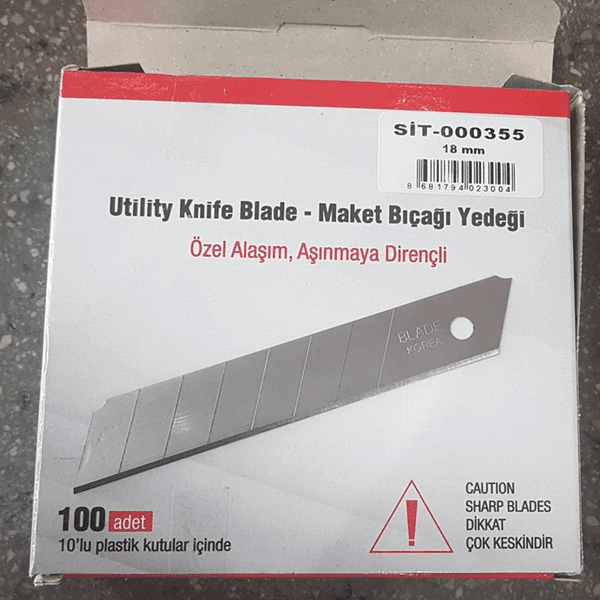 Maket Bıçağı Yedeği Geniş 18mm 10lu Kutu