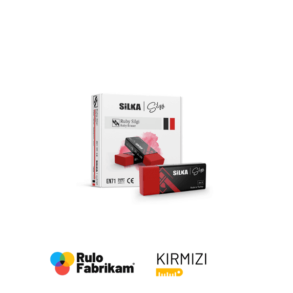 Silka Ruby Silgi kırmızı gövdeli sınav silgisi ve kutusu, ürün görünümü