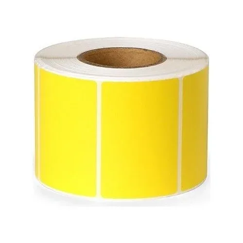 40x60mm Eczane eczane etiketi beş yüz sarımlı rulonun yandan bakışla duruşu