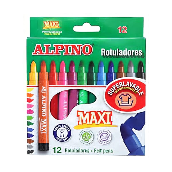 Alpino AR-06 maxi keçeli kalem seti on iki renk kutu görünümü