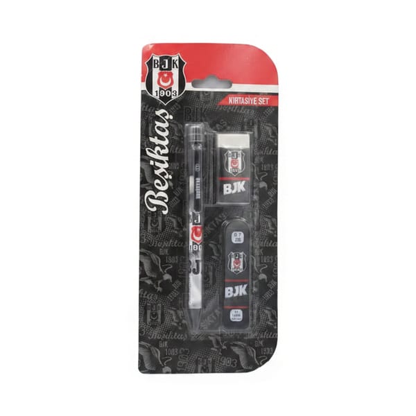 Beşiktaş Kırtasiye Seti versatil kalemli üç parçalı paket görünümü