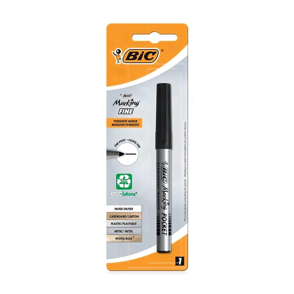 Bic Permanent Marker Pocket siyah tekli blister görünümü, ürün görünümü