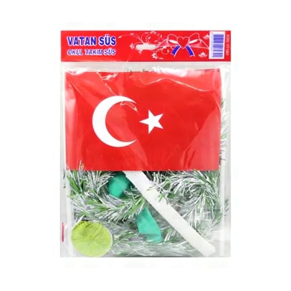 Buket okul süs seti poşetli süsleme malzemeleri görünümü, ürün görünümü