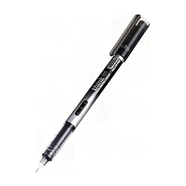 Deli Think Roller Pen 0,5 İğne Uçlu Siyah Kalem, 0,5 mm iğne uçlu siyah roller kalem, kapaklı, önden