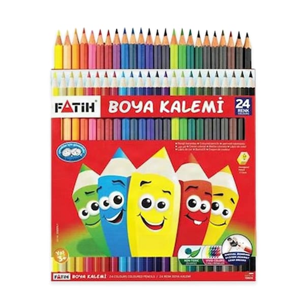 Fatih kuru boya yirmi dört renk tam boy kalem seti görünümü, ürün görünümü