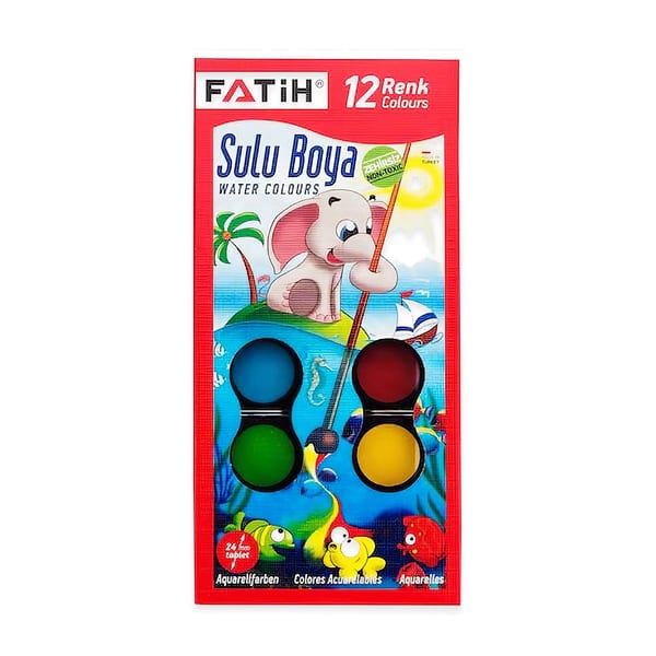Fatih Sulu Boya on iki renkli F-12 boya kutusunun açık duruşu