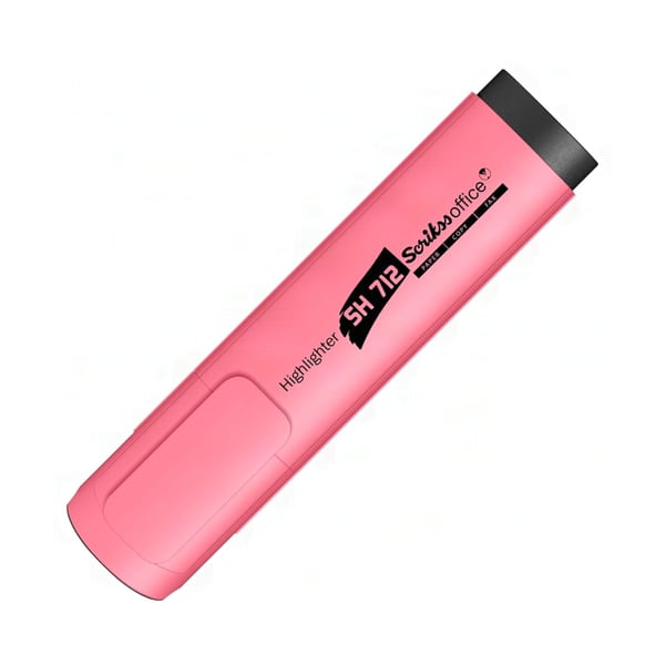 Fosforlu Kalem SH712 Pastel Pembe, kesik uçlu pastel pembe fosforlu kalem, 12’li paket, önden