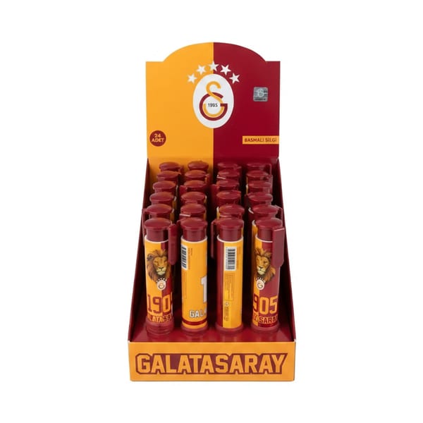 Galatasaray Basmalı takım tasarımlı basmalı silgi gövdesi ve ucu
