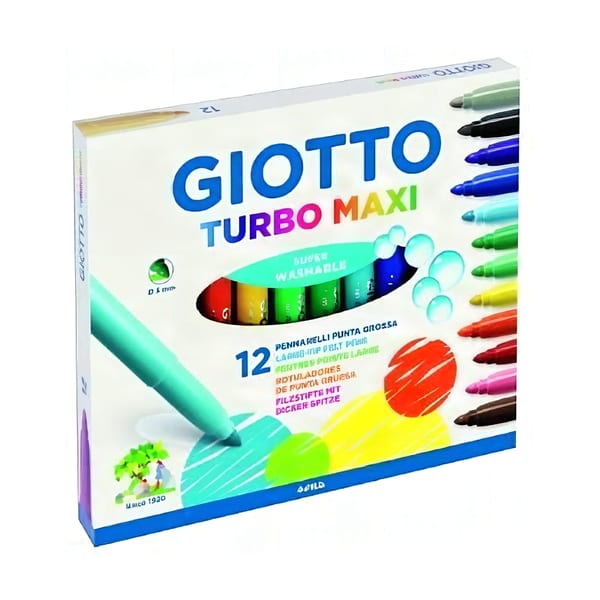 Giotto Keçeli Kalem Turbo Maxi 12 renkli set kutu görünümü, ürün görünümü