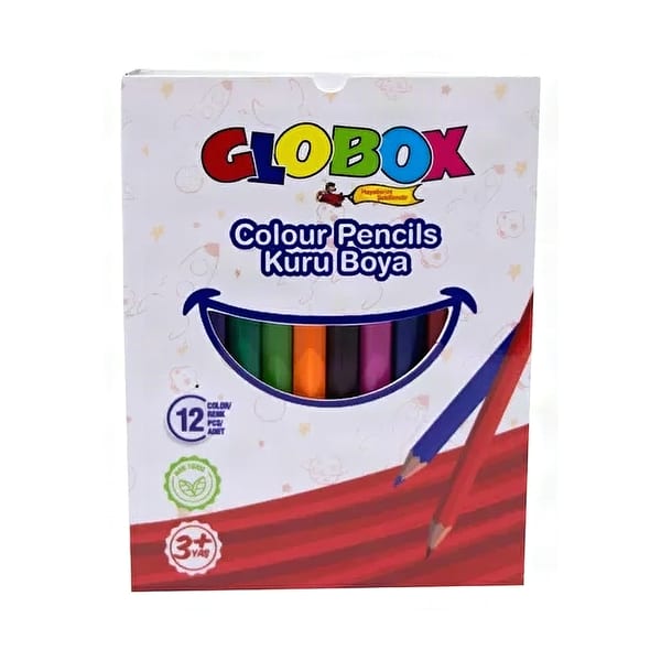 Globox Kısa kuruboya takımının on iki renkli kısa gövdeli duruşu