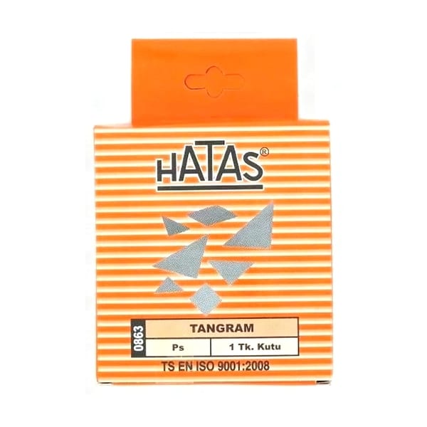 Hatas Tangram parçalarının şekil kurmaya hazır düzenli dizilişi