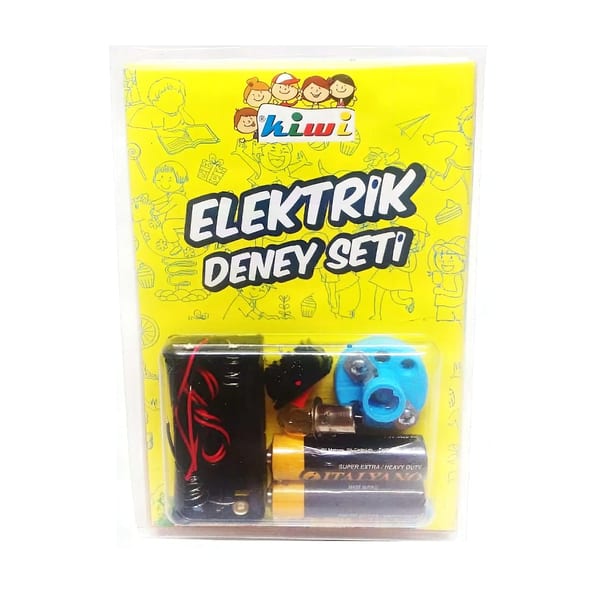 Kiwi Elektrik deney setinin pilli basit devre kurulumu duruşu
