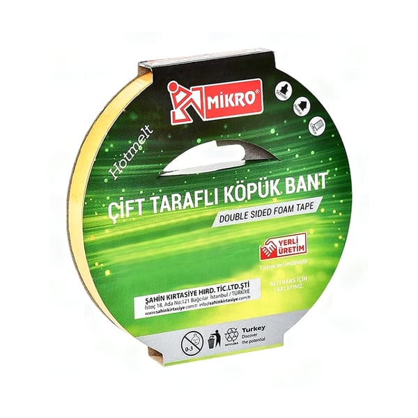 Mikro BNT-200 çift taraflı köpük bant 12 mm rulo görünümü, ürün görünümü