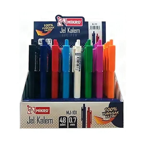 Mikro MJ-101-48 Standlı Jel Kalem 0,7 mm, 48’lik standıyla sunulan jel kalem, önden