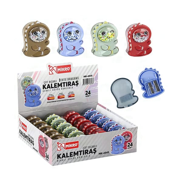 Mikro MK-4045 ejderha figürlü çift bıçaklı kalemtıraş duruşu