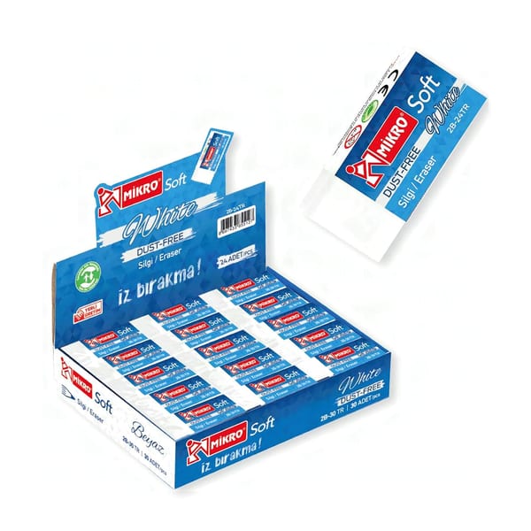 Mikro Silgi Soft yumuşak yapılı silgi ve paket görünümü, ürün görünümü