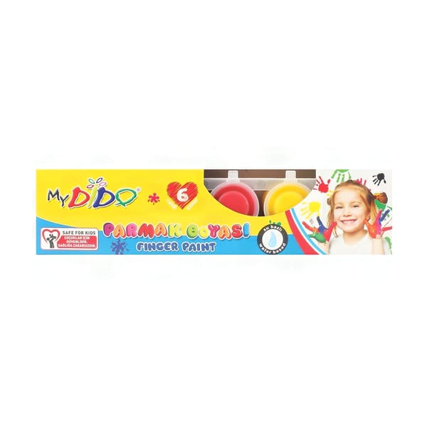 Mydıdo Parmak boyasının altı renkli tüplerinin tek kare içinde duruşu