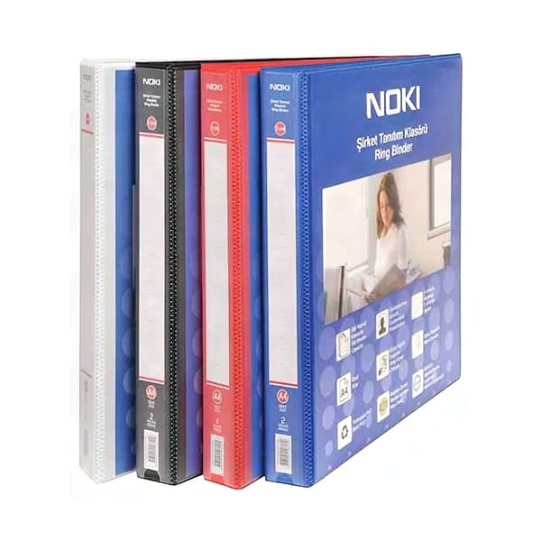 Noki 5 cm 2 Halka Firma Klasör Kırmızı, 5 cm sırtlı 2 halkalı kırmızı firma klasörü, kapalı hâlde önden