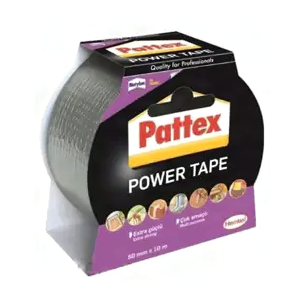 Pattex Power Tape gri 50 mm kumaş dokulu tamir bandı rulosu, ürün görünümü