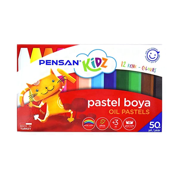 Pensan Pastel çocuk pastel boya setinin on iki renkli duruşu