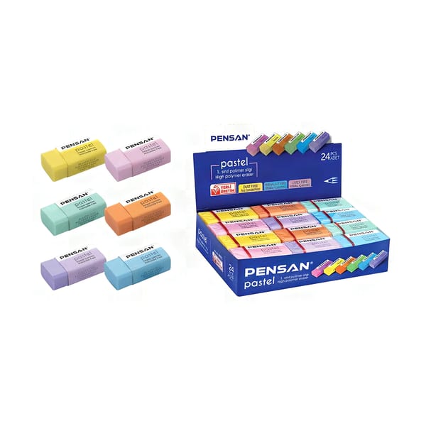 Pensan PSS-24P pastel renkli gövdeli silgi görünümü, ürün görünümü
