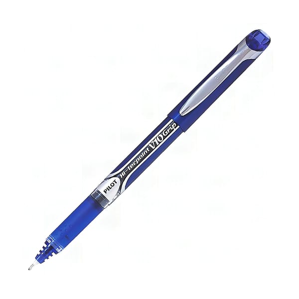 Pilot V10 Grip mavi roller kalem görünümü, kavrama bölgeli gövde