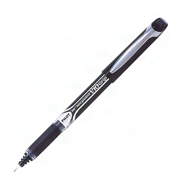 Pilot V10 Grip siyah roller kalem görünümü, kavrama bölgeli gövde