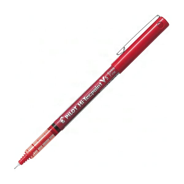 Pilot V5 kırmızı iğne uçlu roller kalem görünümü, ürün görünümü