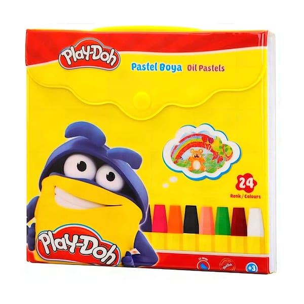 Play-Doh Pastel çantalı yirmi dört renkli boya setinin duruşu