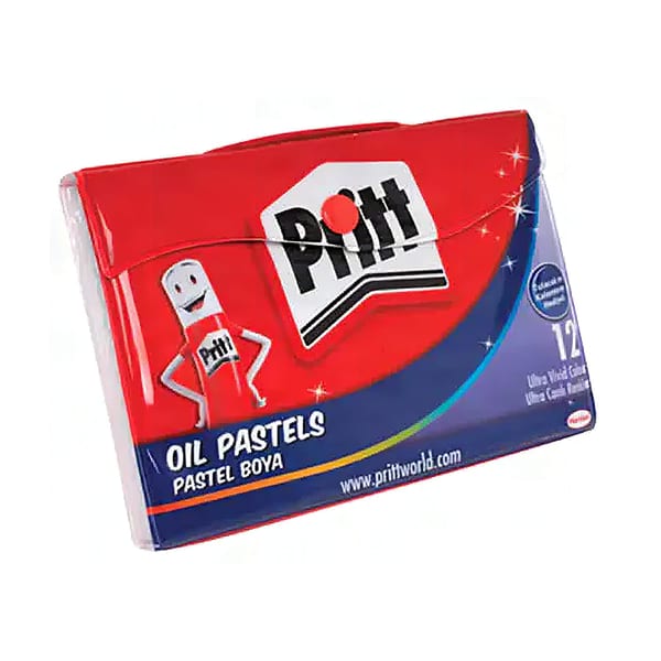 Pritt Pastel çantalı on iki renkli boya setinin yandan bakışla duruşu