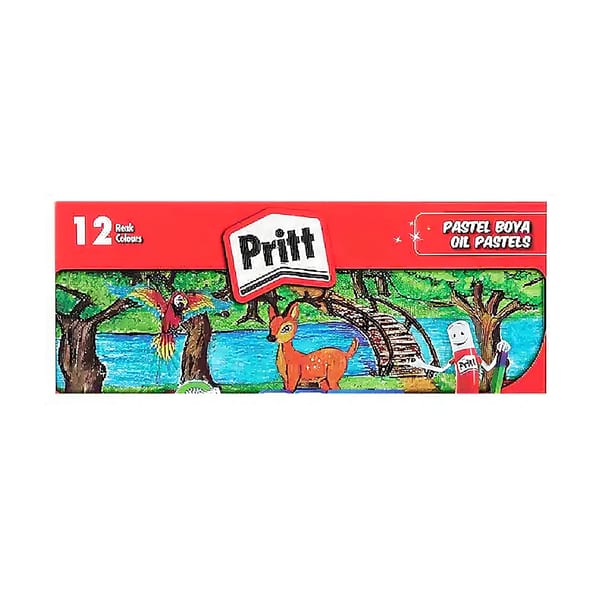 Pritt Pastel karton kutulu on iki renkli boya setinin duruşu